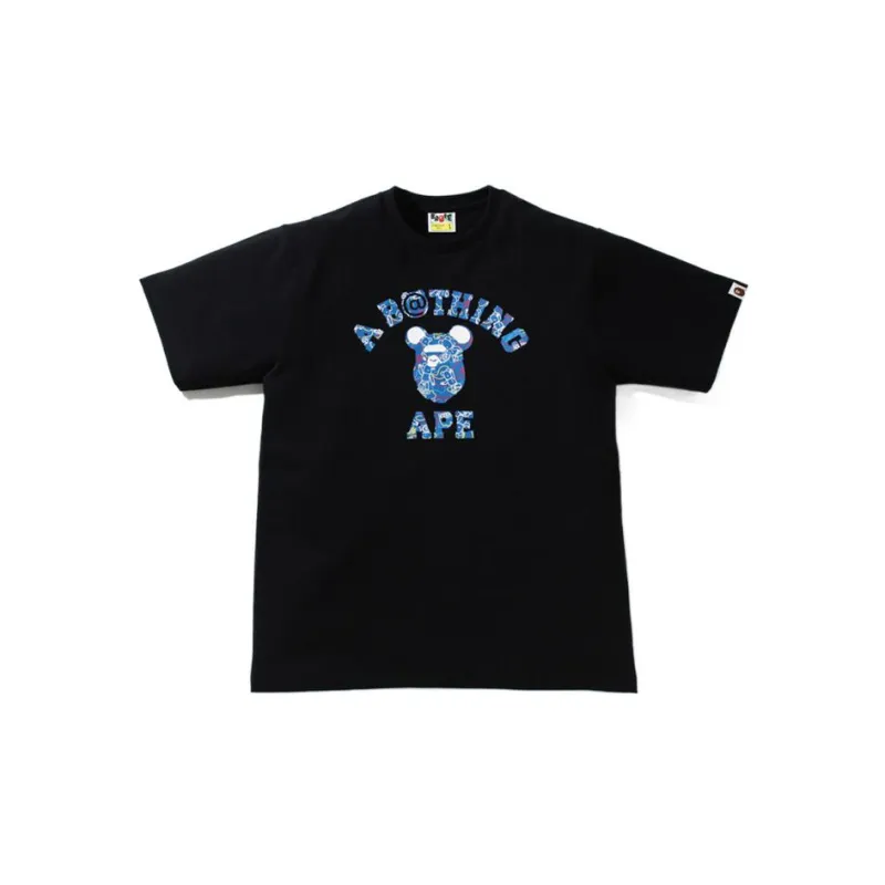 A BATHING APE X Bearbrick Camo Bear College Kids Tee-0