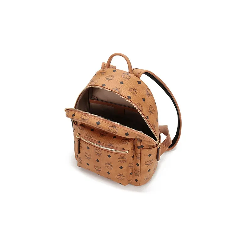 MCM Stark Visetos Artificial Leather Backpack Regular Unisex Brown Cognac-5