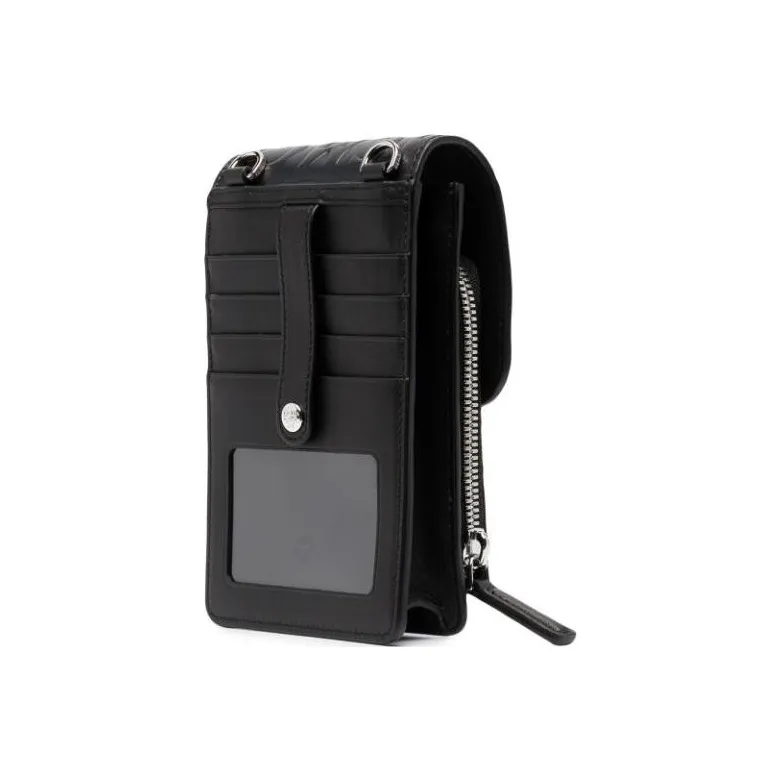 MCM Leather Cell Phone Protective Cover, Crossbody Bag Unisex Black-1