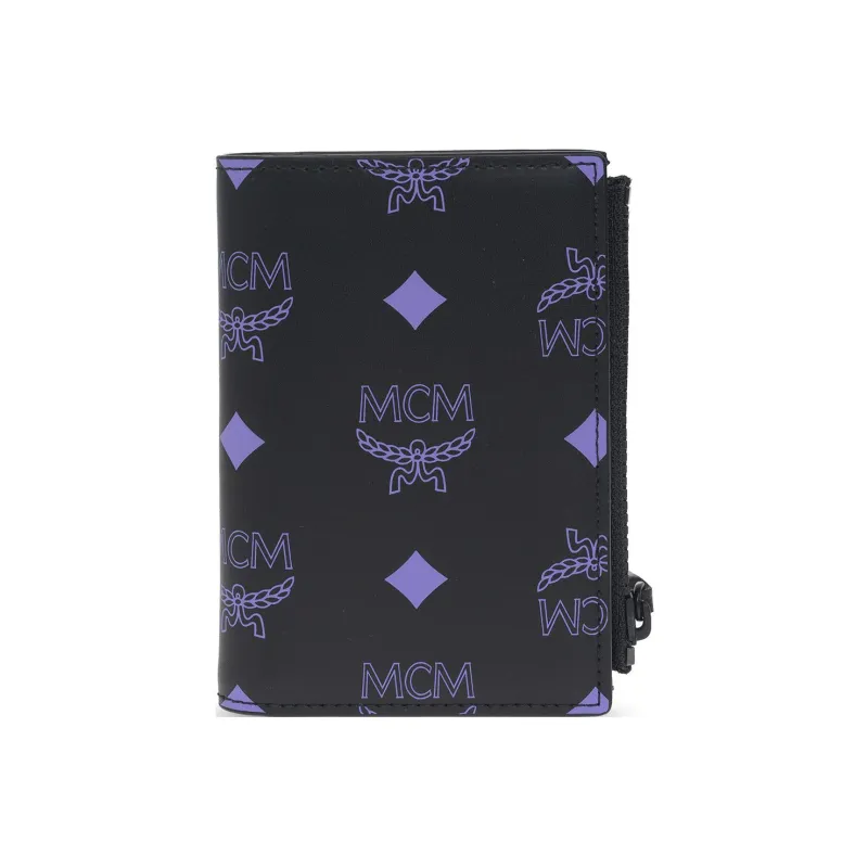 MCM Cow Split Leather Card Holder Wallet Women's Purple-0