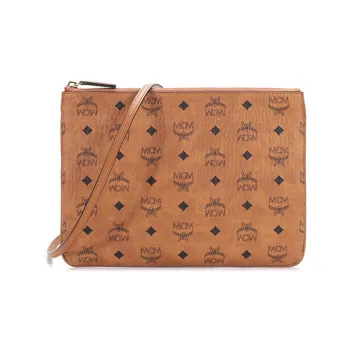 MCM Visetos PVC Crossbody Bag Women's Brown Cognac