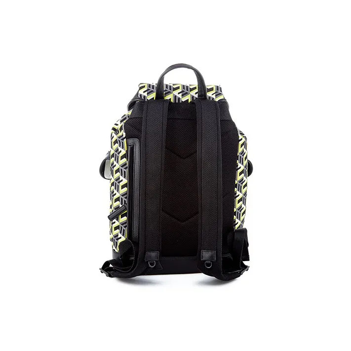 MCM Nylon Fabric Backpack For Both Shoulders Medium Size Unisex Yellow-3