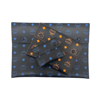 MCM Visetos Leather 3 in 1 Card Holder Clutch Men's Black