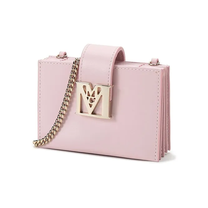 MCM Leather Crossbody Bag Card Holder Mini Women's Pink-1