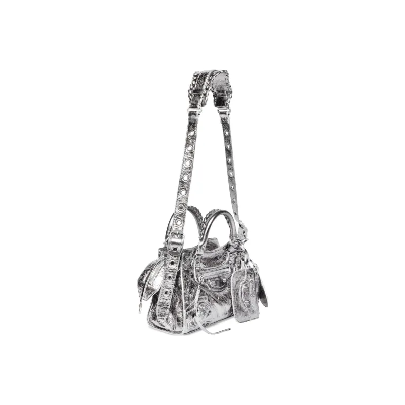 Balenciaga Neo Cagole Arena Lambskin Shoulder Bag Crossbody Bag Handbag Extra Small Women's Silver-1