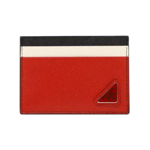 PRADA Leather Card Holder Men's Red