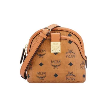 MCM Leather Dome Bag, Shoulder Bag, Crossbody Bag Mini Women's Brown/Cognac