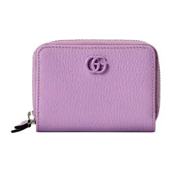 GUCCI GG Marmont Leather Card Holder Women's Purple