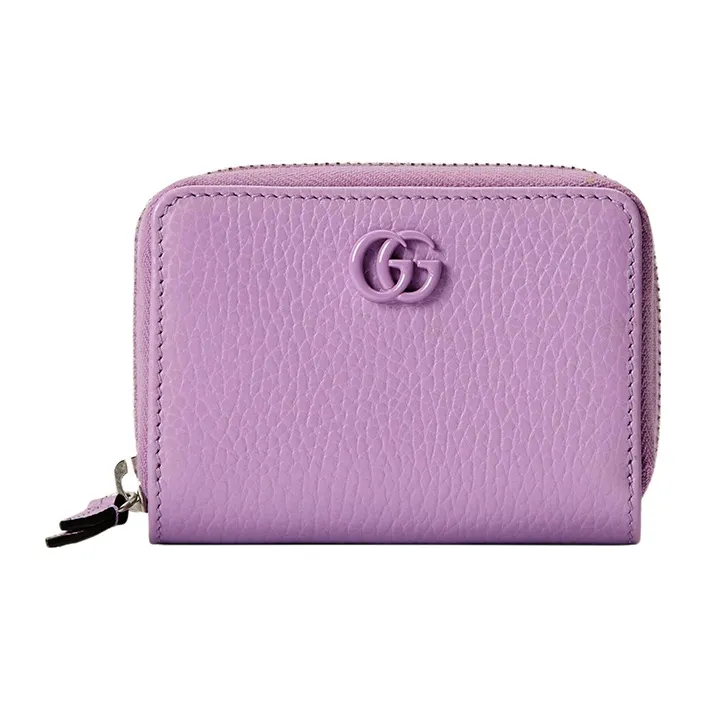 GUCCI GG Marmont Leather Card Holder Women's Purple-0