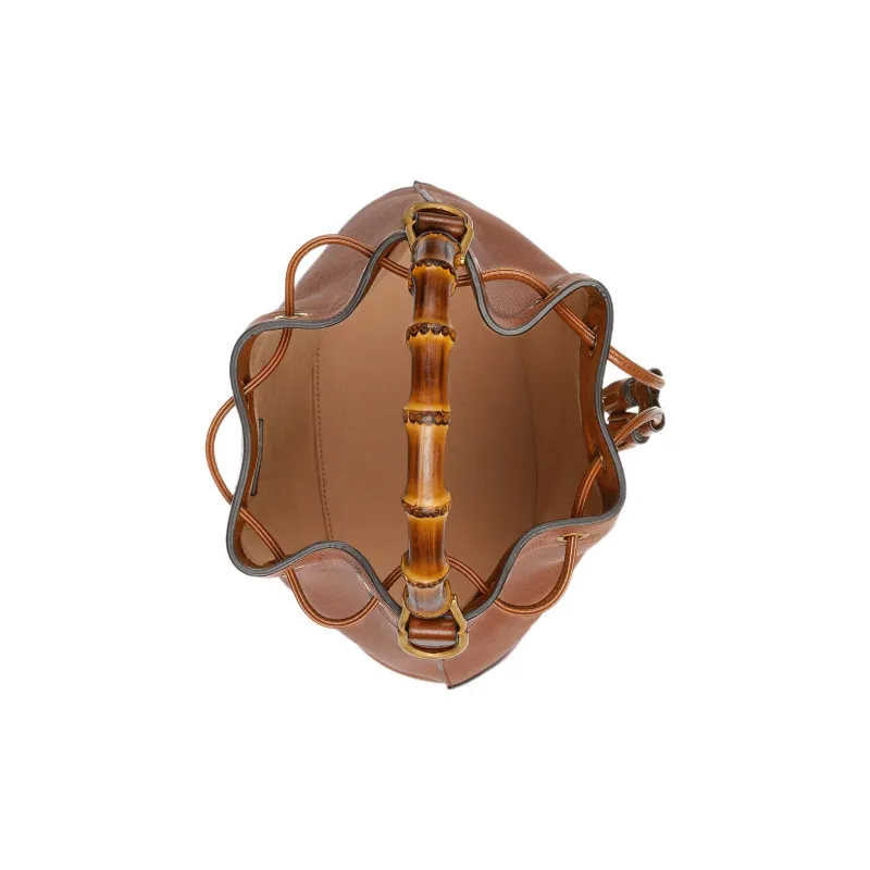 GUCCI Diana Leather Bucket Bag Portable Crossbody Bag Shoulder Bag Women's Brown-5