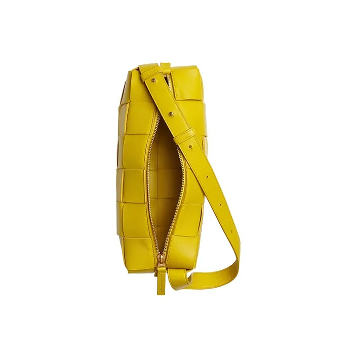Bottega Veneta Brick Casstte Leather Waffle Bag, Shoulder Bag, Handbag, Shoulder Bag Medium Size Women's Yellow-3