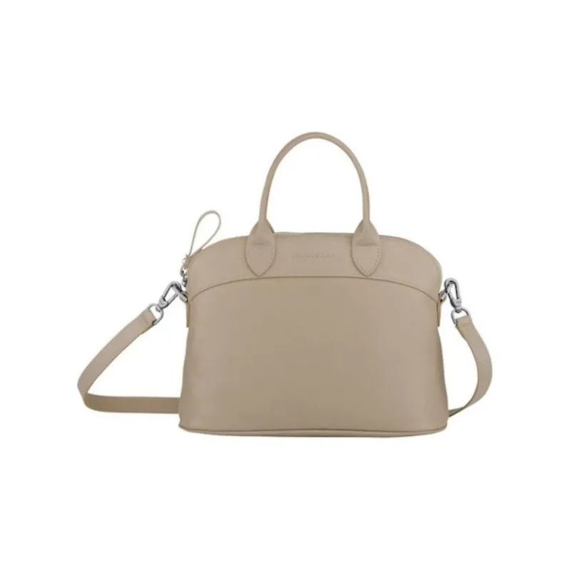 LONGCHAMP Le Foulonné Cow Leather Shoulder Bag Crossbody Bag Handbag Small Size Women's Beige-0