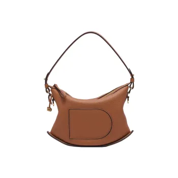 Delvau Pin Textured Soft Calfskin Shoulder Bag Crossbody Bag Handbag Regular Women's Brown
