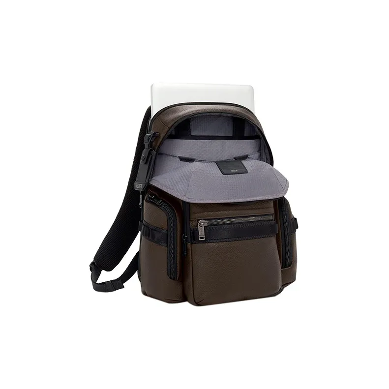 TUMI Alpha Bravo Leather Backpack Men's Dark Brown-1