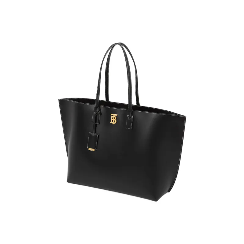 Burberry Monogram Calfskin Tote Bag Shopping Bag Shoulder Bag Handbag Large Size Women's Black-1