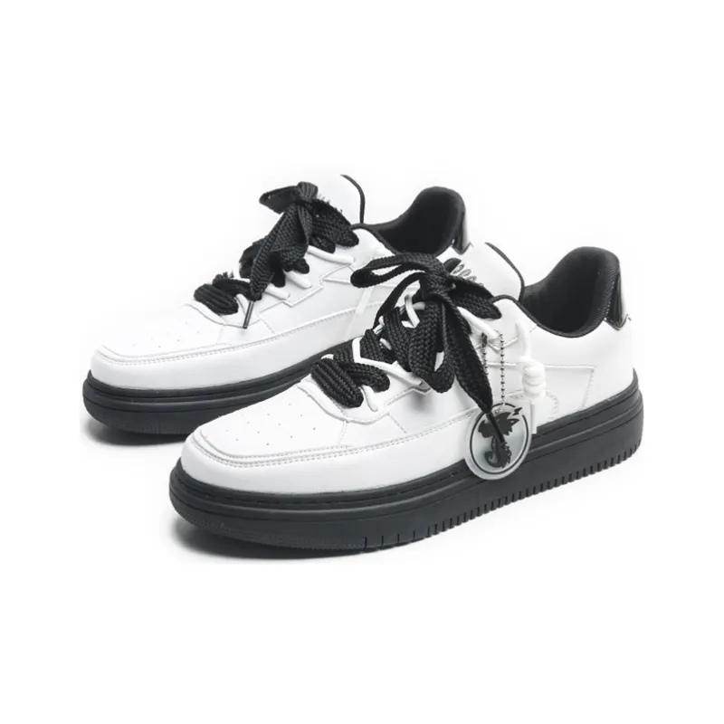 Jifffly Anti Slip Wear Resistant Lightweight Breathable Height Increasing Low Top Skateboard Shoes Unisex White Black-2