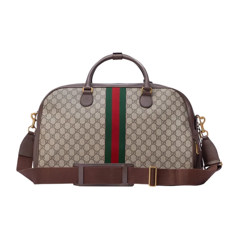 GUCCI Canvas With Leather Shoulder Bag Crossbody Bag Handbag Travel Bag Large Size Men's Brown-2