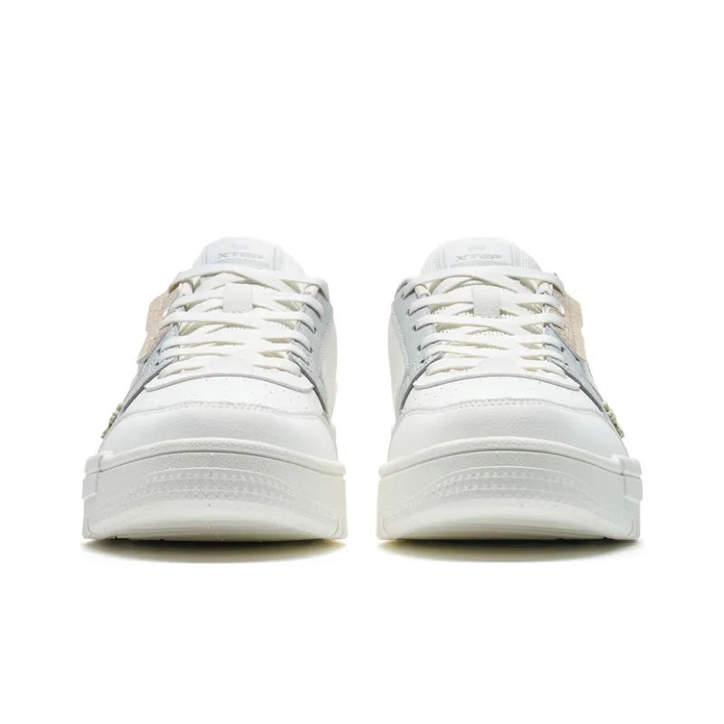 XTEP Alfalfa White Low-Top Skateboard Shoes Women's White Gray-3