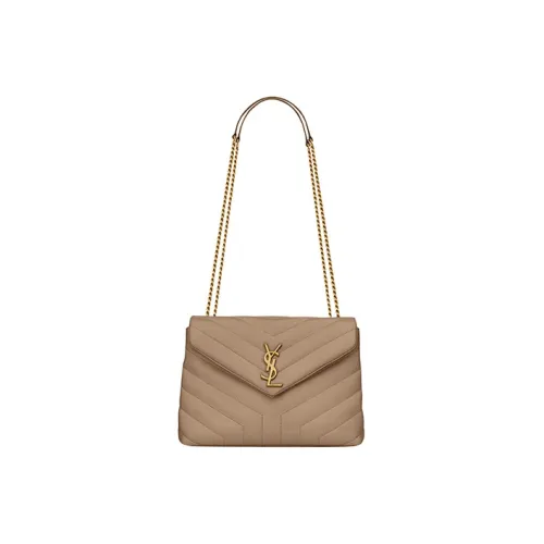 SAINT LAURENT LOULOU Calfskin Portable Crossbody Bag Shoulder Bag Women's Gray Brown