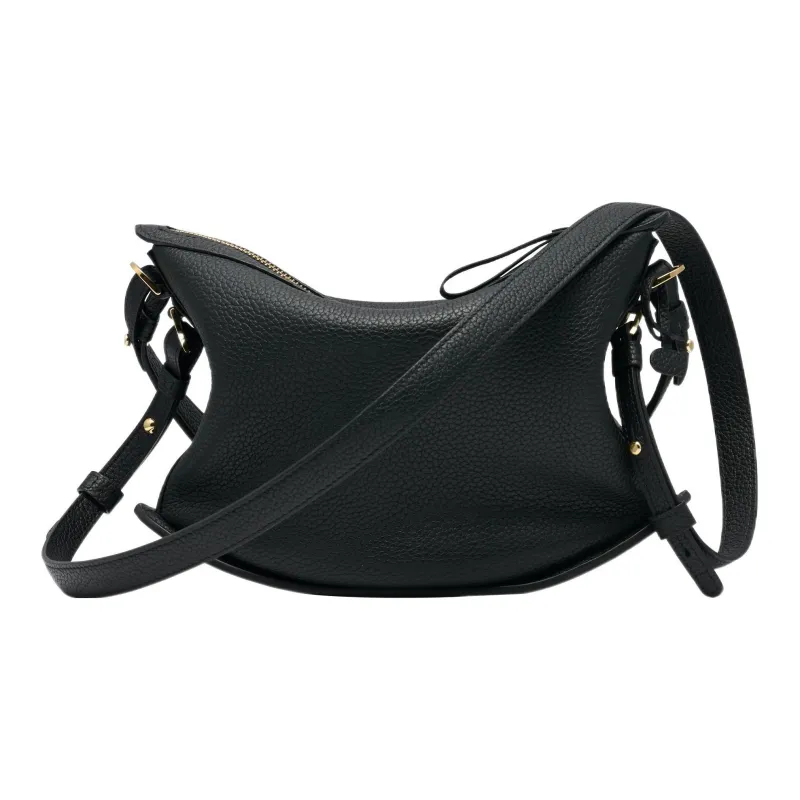 Delvau Pin Textured Soft Calfskin Shoulder Bag Crossbody Bag Handbag Regular Women's Black-2