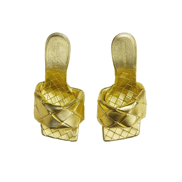 Bottega Veneta Lido Slide Slippers Women's Gold-2