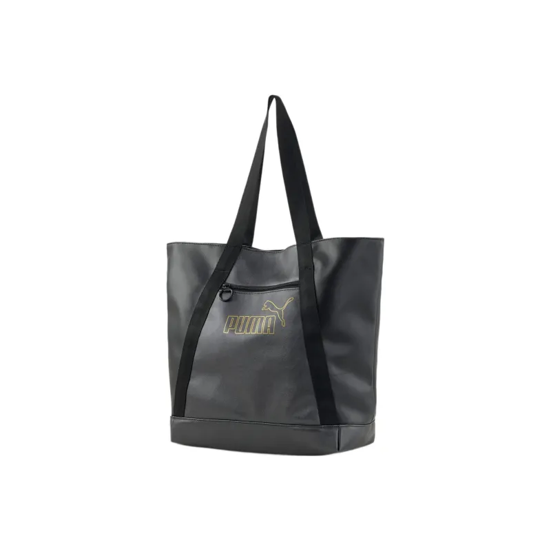 PUMA Polyurethane One Shoulder Handbags Large Size Women's Black Gold-0