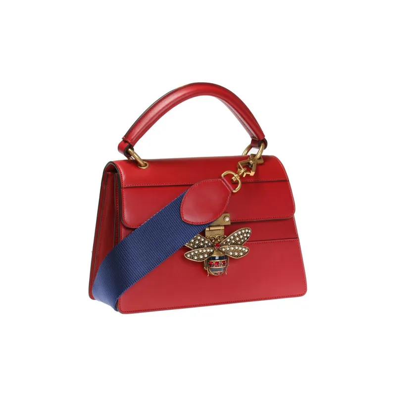 GUCCI Queen Margaret Leather Shoulder Bag Crossbody Bag Handbag Women's Red-1