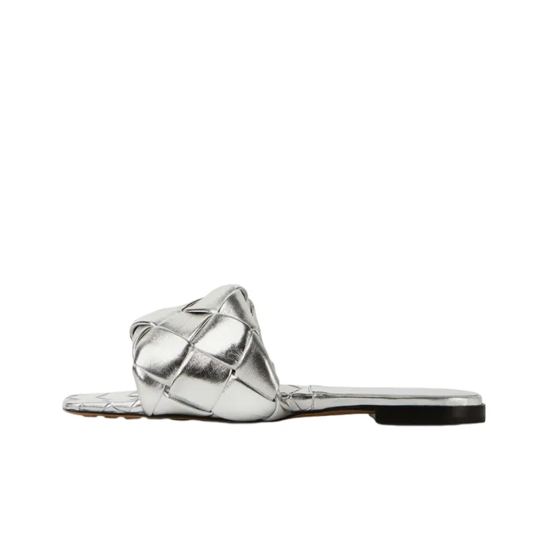 Bottega Veneta Lido Odor Resistant Slide Slippers Women's Silver-0