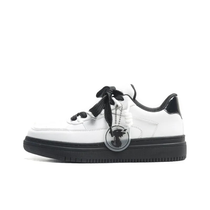 Jifffly Anti Slip Wear Resistant Lightweight Breathable Height Increasing Low Top Skateboard Shoes Unisex White Black-0
