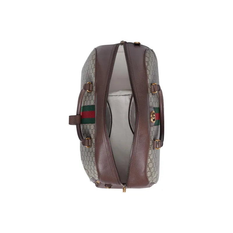 GUCCI Canvas With Leather Shoulder Bag Crossbody Bag Handbag Travel Bag Large Size Men's Brown-5
