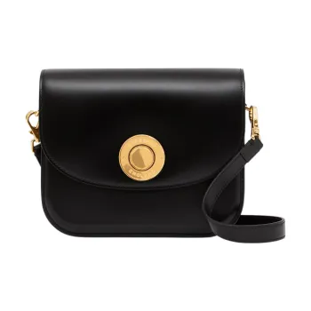 Burberry Elizabeth Leather Crossbody Bag Shoulder Bag Medium Size Women's Black