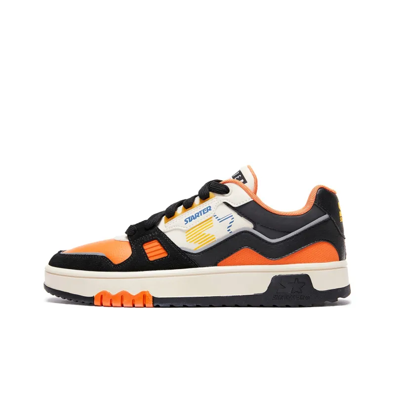 STARTER Anti Slip Wear Resistant Low Top Skateboard Shoes Men's Black Orange White-0