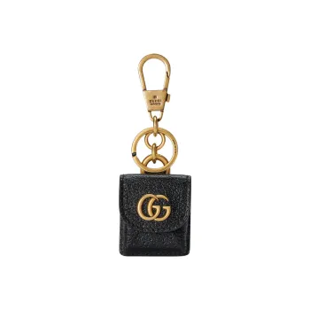 GUCCI GG Marmont Leather AirTag Protective Cover With Earphone Case Women's Black