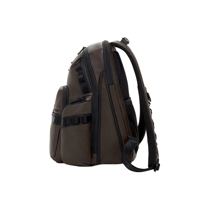 TUMI Alpha Bravo Leather Backpack Men's Dark Brown-3