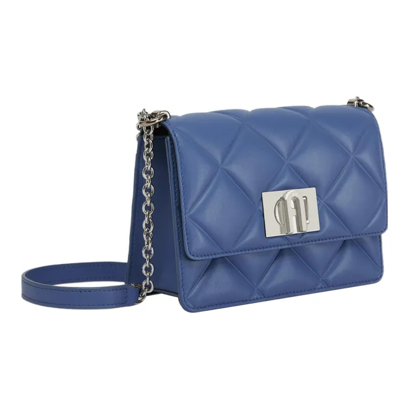 Furla 1927 Collection Polished Soft Padded Nappa Leather Crossbody Bag Shoulder Bag Women's Blue-1