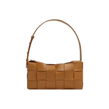 Bottega Veneta Brick Casstte Leather Waffle Bag, Shoulder Bag, Handbag Women's Camel