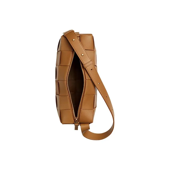 Bottega Veneta Brick Casstte Leather Waffle Bag, Shoulder Bag, Handbag Women's Camel-7