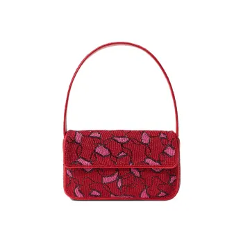 Staud Beaded Handbag Shoulder Bag Women's Cherry Red