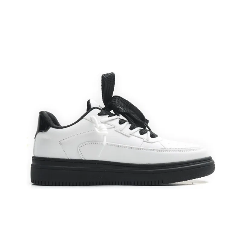 Jifffly Anti Slip Wear Resistant Lightweight Breathable Height Increasing Low Top Skateboard Shoes Unisex White Black-1