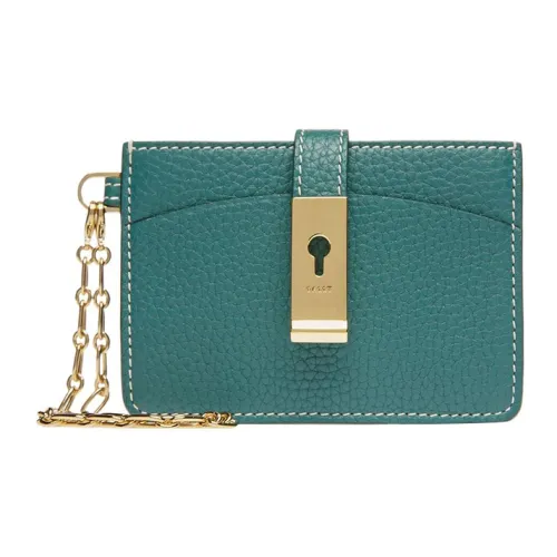 BALLY Ava Grained Calfskin Wallets Card Holders Women's Emerald Green