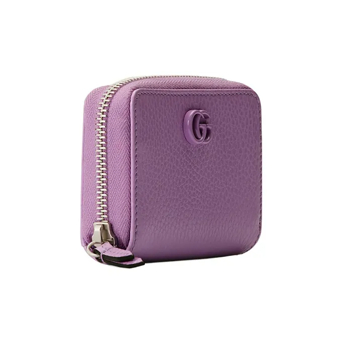 GUCCI GG Marmont Leather Card Holder Women's Purple-1