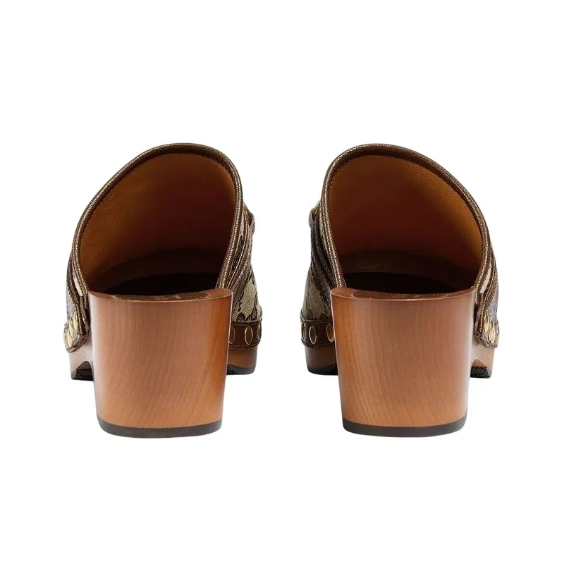 GUCCI Gg 35mm Clog Beige Canvas Women's-4
