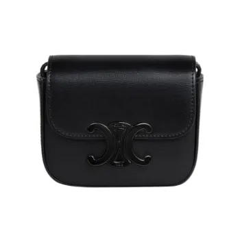 CELINE Triomphe Shiny Cow Leather Clutches Shoulder Bag Crossbody Bag Mini Women's Black