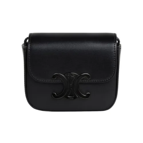 celine moyen Triomphe Shiny Cow Leather Clutches Shoulder Bag Crossbody Bag Mini Women's Black