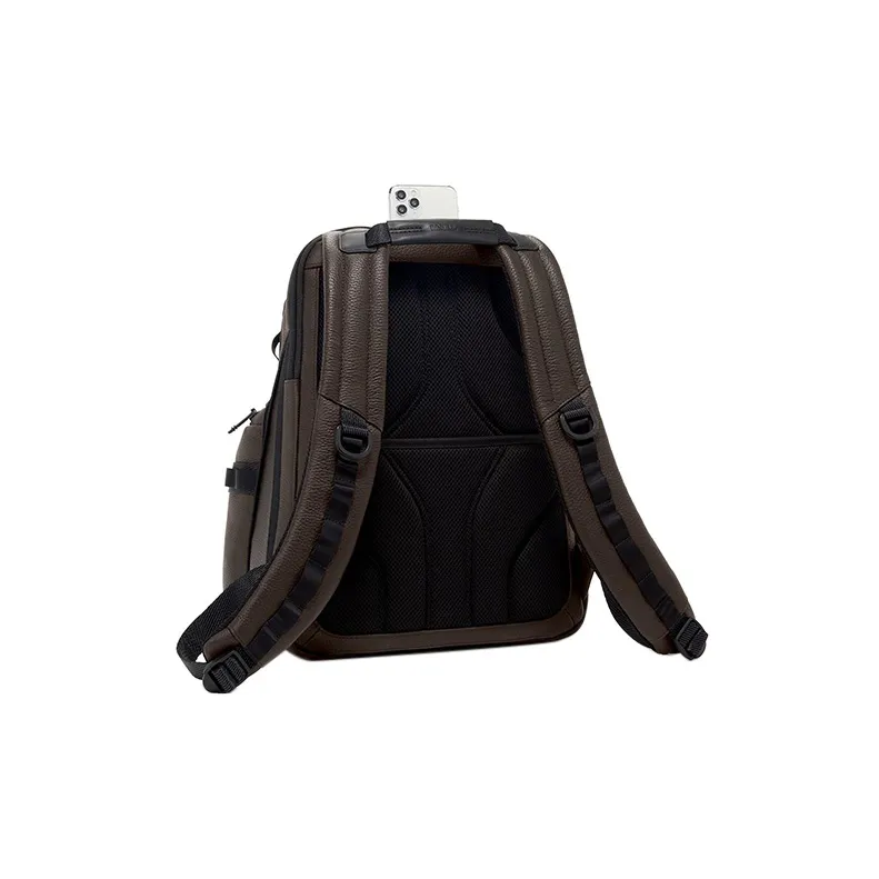 TUMI Alpha Bravo Leather Backpack Men's Dark Brown-4