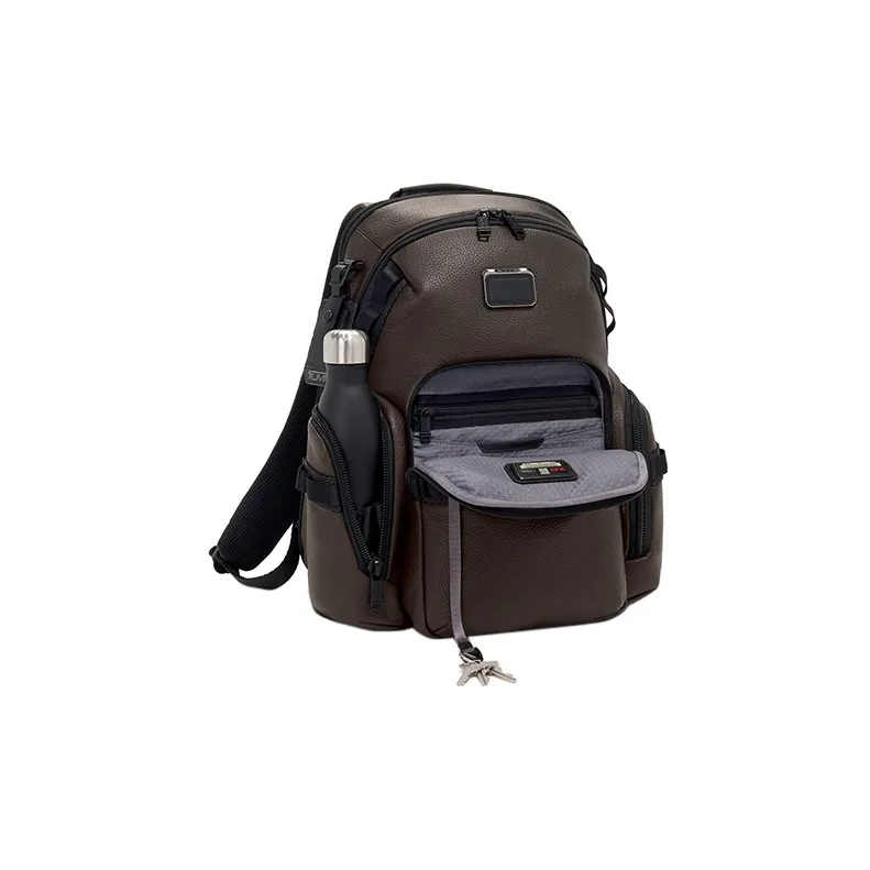 TUMI Alpha Bravo Leather Backpack Men's Dark Brown-2