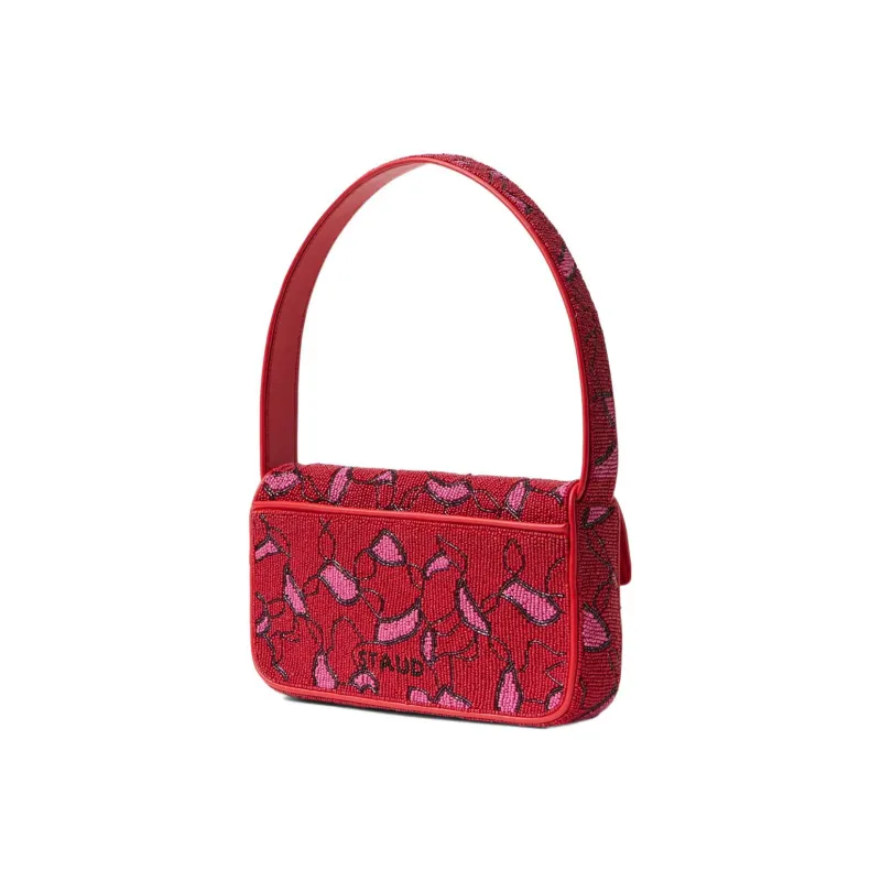 Staud Beaded Handbag Shoulder Bag Women's Cherry Red-1