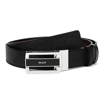 BALLY Double Sided Smooth Buckle Cow Leather Belts Men's Width 3.5cm
