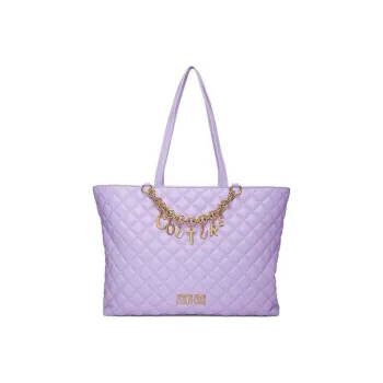 VERSACE JEANS COUTURE Polyurethane PU Tote Bag, Shopping Bag, Handbag, Shoulder Bag Women's Lavender Purple