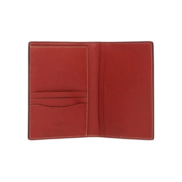 COACH Peanuts Snoopy Collaboration Passport Case Coated Canvas Passport Case Mini Men's Khaki-1